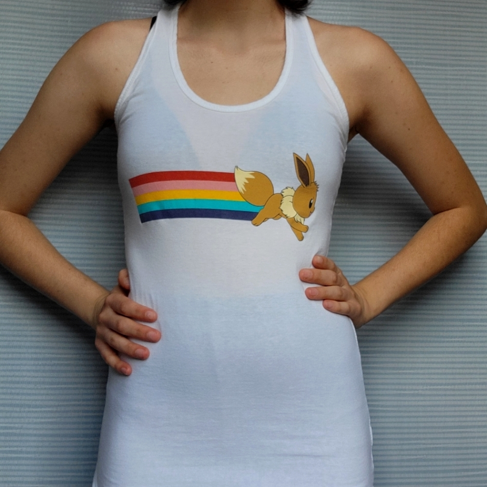 Pokémon Eevee Tank-Top White Shirt Rainbow